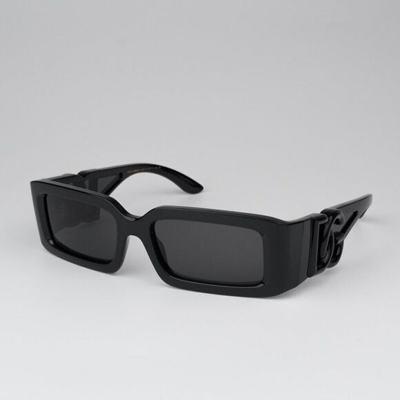 NEW D&G DG6197 501/87 Black Dark Grey Rectangle Unisex Sunglasses